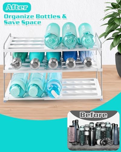 Cirhy 3-Tier Expandable Water Bottle Organizer Holder for 12-40oz