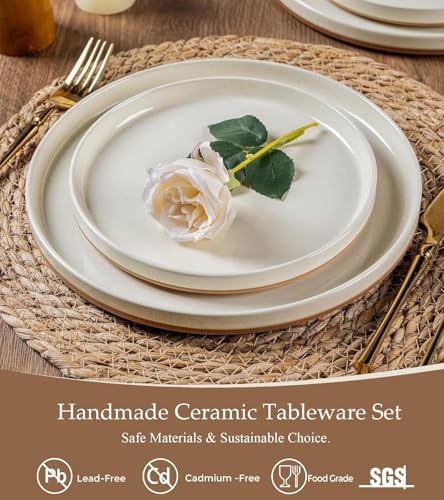 AmorArc Stoneware Dinnerware Sets for 4,12 Pcs Plates and Bowls Set