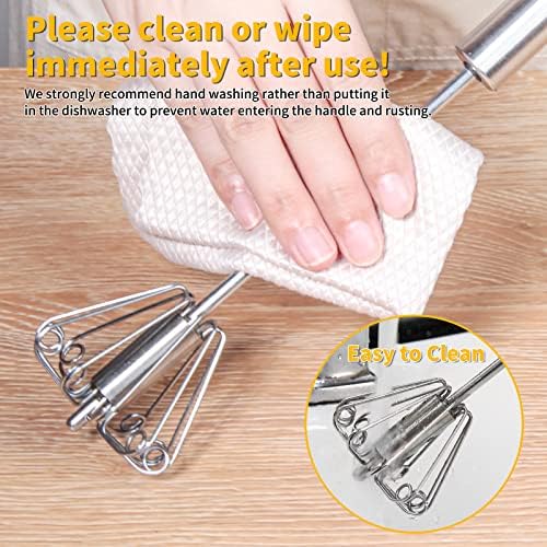 Newness Egg Whisk, [2 Pack 10in & 12in] Stainless Steel Hand Push