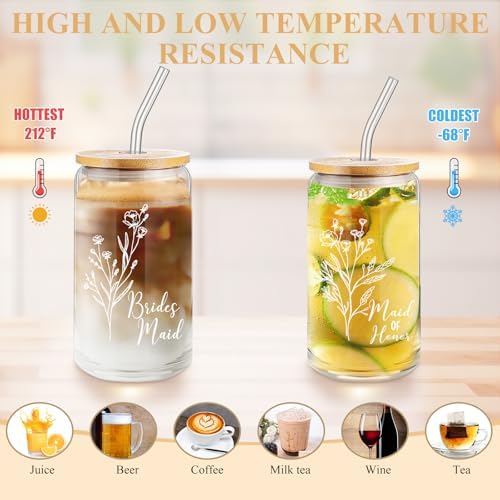 Layhit 4 Pcs Bridesmaid Gifts Bridesmaid Proposal Gifts 16 oz Glass