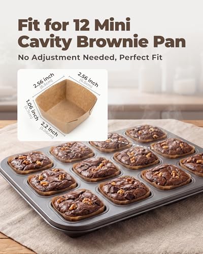 Bake Choice Square Brownie Pan with Dividers 100Pcs Square Mini