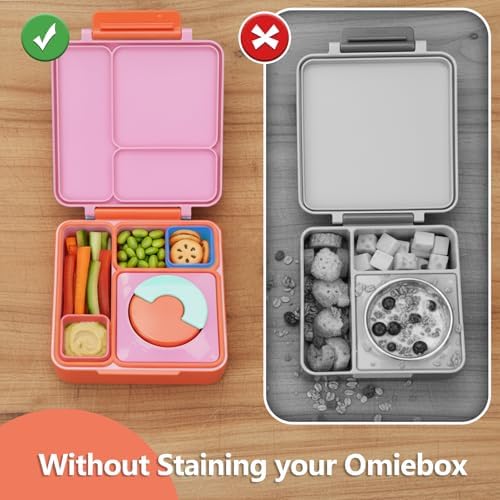 4 Pack Silicone Lunch Containers Compatible with OmieBox, Leak-Proof