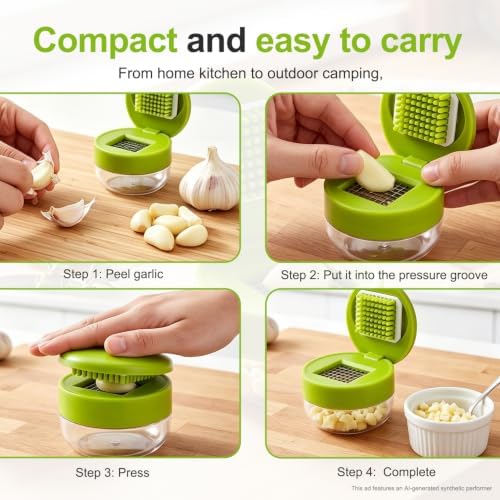 Mini Garlic Chopper and Press with Container
