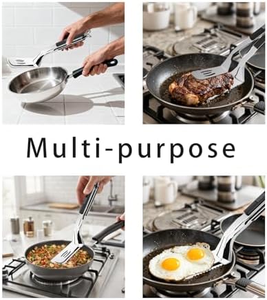 11.5-inch Stainless Steel Tongs for Cooking – Versatile Metal Spatula