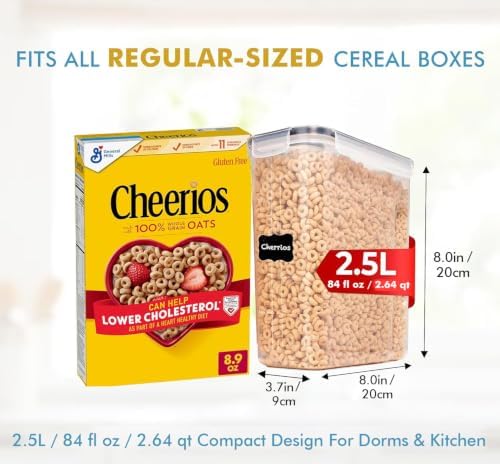 Shazo Small Airtight Cereal Containers, 2 PC, 2.5L