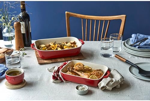 STAUB Ceramic Rectangular Baking Dish Set, 2-Piece, Cherry