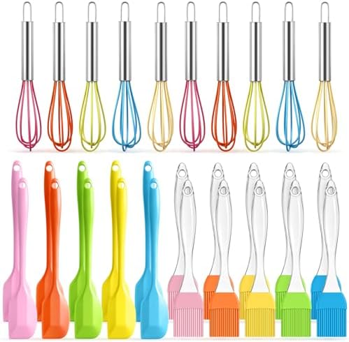 30 Pcs Mini Spatulas Set with Silicone Basting Pastry Brushes Mini