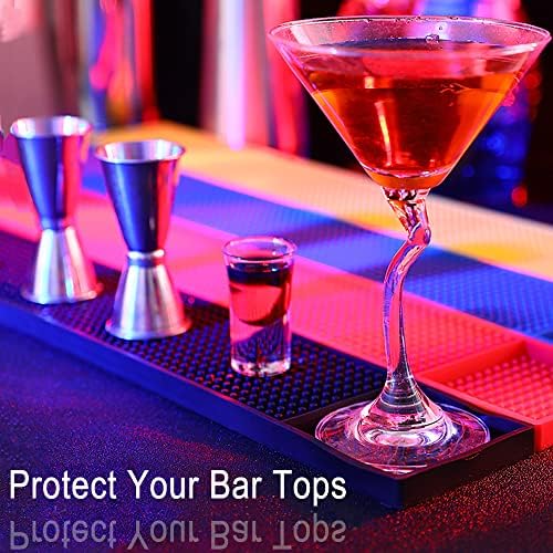 2PCS 23.65 x 3" Rubber Bar Mats, Non-Slip Bar Service Spill Mat for