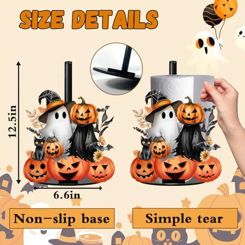 Halloween Decor Paper Towel Holder, Black Ghost