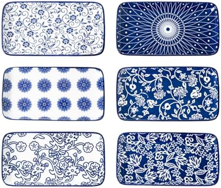 8.1" x 4.5" Ceramic Rectangle Salad Plates Set of 6