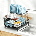 Simple Trending 2-Tier Dish Drying Rack, Black
