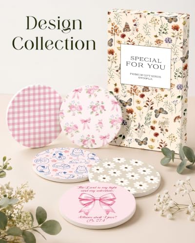 Oqplog 2 Pack Ceramic Absorbent Drink Coasters for Women