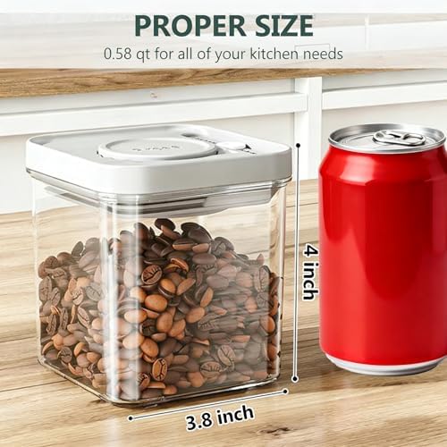 WRINGKIT Set of 4 Airtight Food Storage Containers, One Button Opening