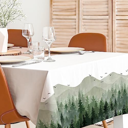 AnyDesign Greenery Forest Tablecloth Rectangle Watercolor Woodland