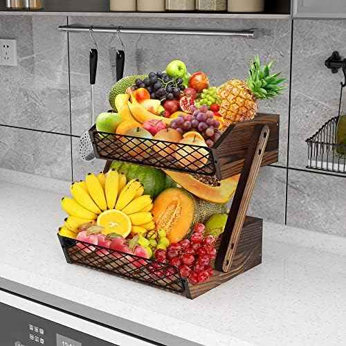 Dorhors Fruit Basket for Kitchen Counter Organizer,Fruit Bowl Stand Storage