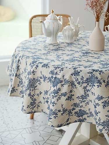 YiHomer Pastoral Round Table Cloth 100% Polyester Fabric 60 Inch