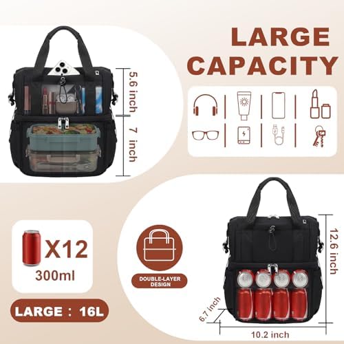 LOIDOU 2-in-1 Lunch Tote Bag for Women Work, Insulated Lunch Bag &