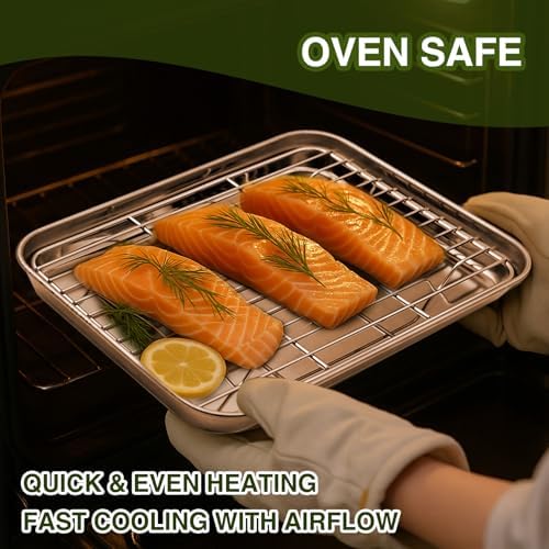 Aspire Stainless Steel Baking Sheet Pan Tray Set with Rack