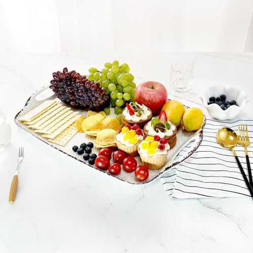 TP Melamine Serving Trays with Handles, 19" x 12", Set of 2, Rustic