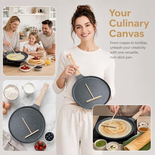 Hiceeden Nonstick Crepe Pan with Spreader, 10-Inch Tortilla Pan with