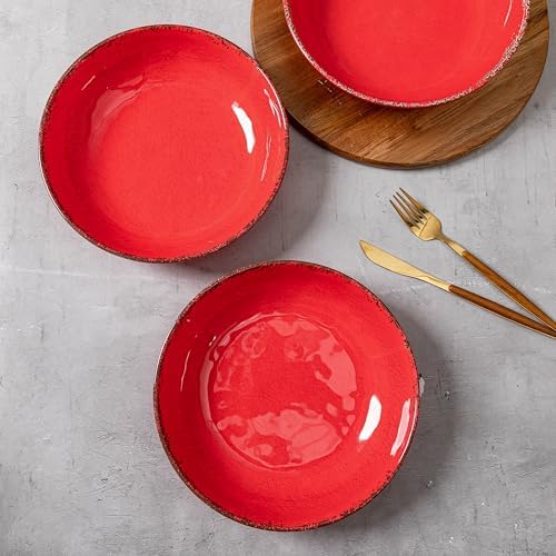 LEHAHA Vintage Melamine Pasta Bowls, Set of 6, 9.25 inch Large Salad