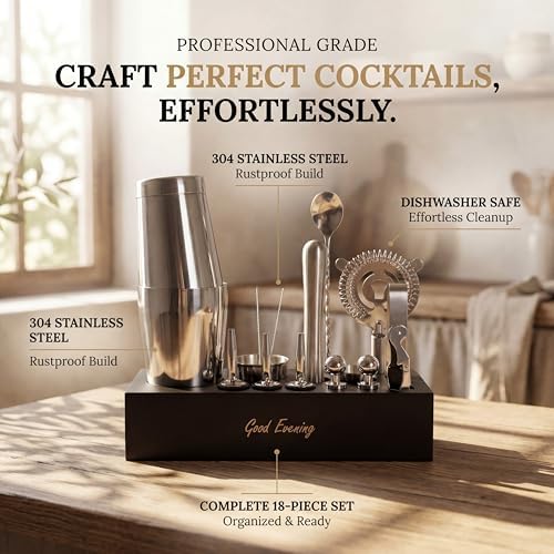 18-Piece Bartender Kit - Mixology Cocktail Shaker Set with Modern
