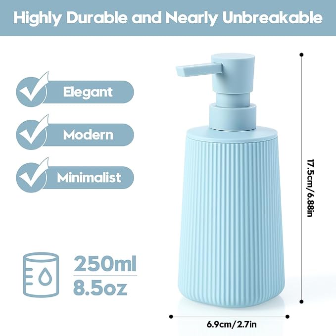 Small Soap Dispenser for Bathroom and Kitchen, Modern Farmhouse Striped Style - Image 3