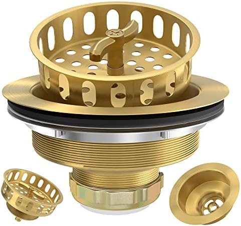 Gold Sink Drain Strainer, 3-1/2 Inch, Stainless Steel