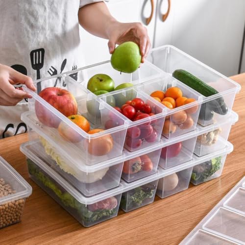 Ciieeo Food Storage Container with Lid Divided PP Fridge Organizer Box