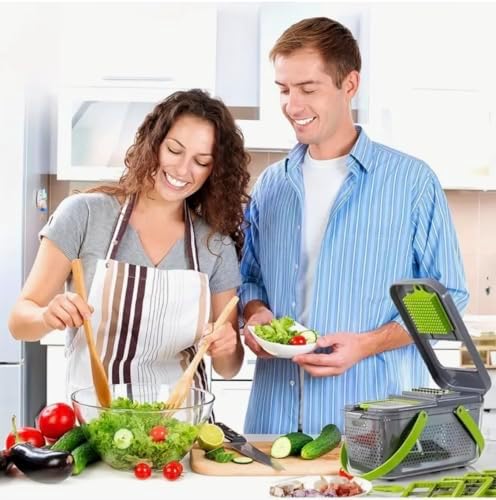 14-in-1 Vegetable Chopper Dicer with Container, Stainless Steel