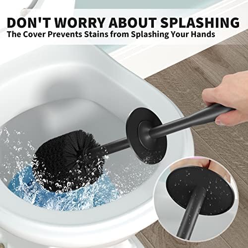 Toilet Brush with Covered Holder, Black, 1 Set