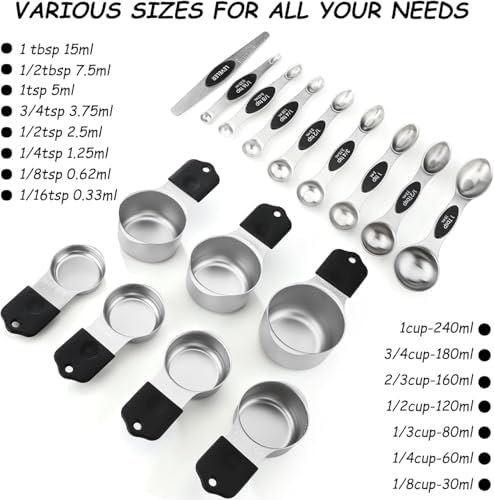 Measuring Cups and Spoons Set Stainless Steel Includes 7 Heavy Duty