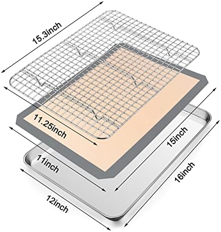 P&P CHEF 16 x 12 x 1 Inch Toaster Oven Pan Tray, 3Pcs