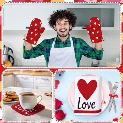 Tieshankao 10Pcs Valentines Day Kitchen Decor Set Towels Pot Holders