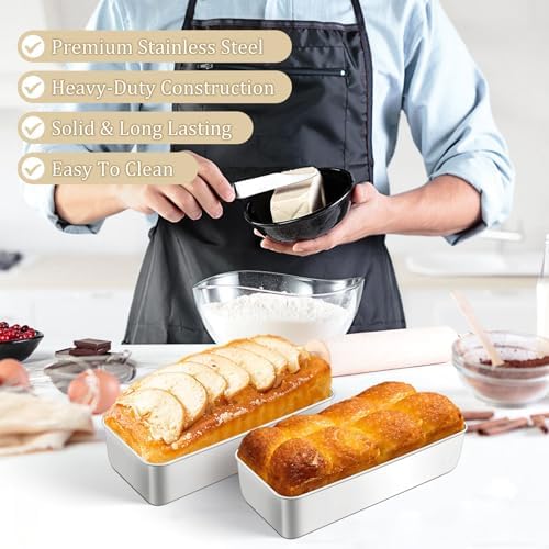 TeamFar Loaf Pan, 12 x 5 Inch Stainless Steel Loaf Pans for Baking