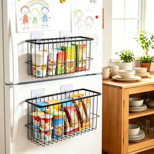 2 Pack Cabinet Door Organizer, Adhesive Wall Mounted Storage Basket