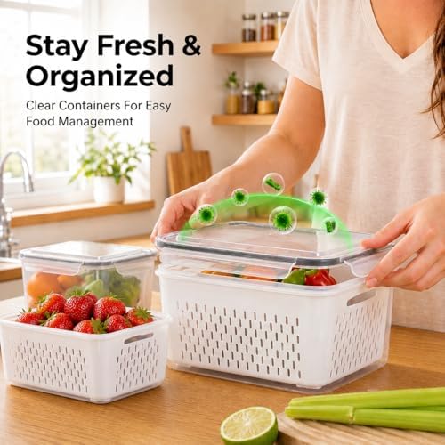 Fruit Storage Containers for Fridge, 4 Pack