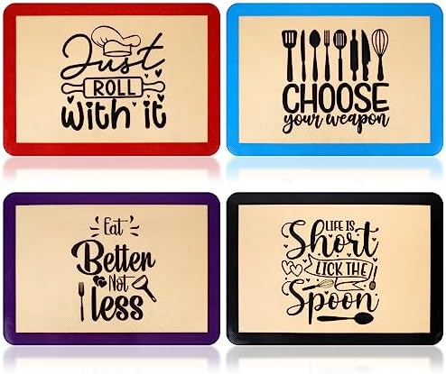 Bokon 4 Pcs Silicone Baking Mat Measurements 16.5''x11.6'' Rectangular