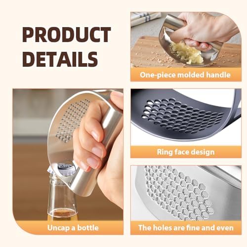 Stainless Steel Garlic Press with Peeler and Brush (1)