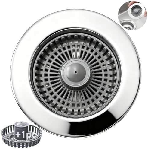 Solid Brass Kitchen Sink Drain Strainer Stopper, 3-1/2 Inch