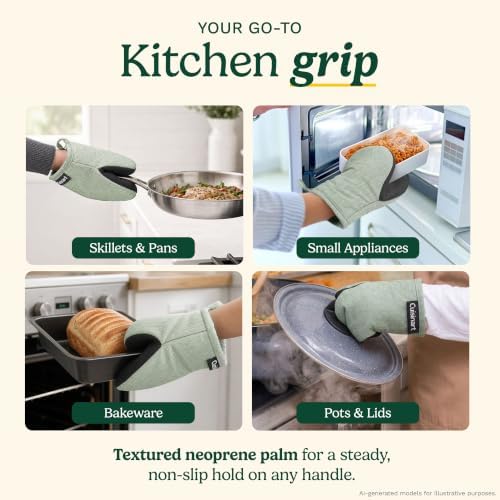 Cuisinart Mini Oven Mitts, 2-Pack, Neoprene Grip, Heat Resistant 350F