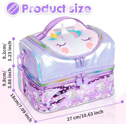 Kids Double Decker Insulated Lunch Bag, Unicorn