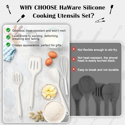 HaWare Kitchen Utensils, 14 PCS Silicone Cooking Utensils Set, Heat