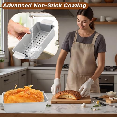 Meatloaf Pan with Drain Tray, Nonstick Loaf Pan Set of 2
