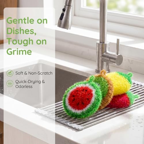 16 Pieces Fruit Dish Scrubber, Non-Scratch