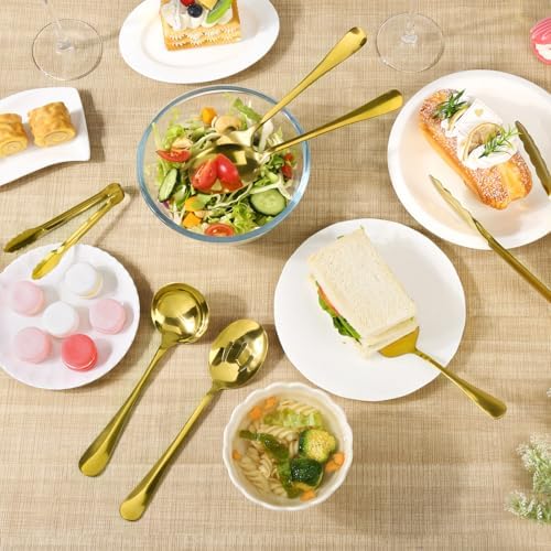 Artcochan 12 PCS Gold Serving Utensils, Stainless Steel Set Includes