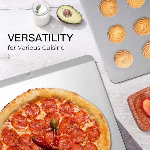HONGBAKE 2 Pieces Large Flat Cookie Sheet No Edges, Nonstick Insulated