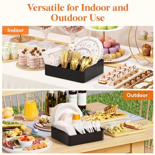 Lifewit Paper Plate Organizer and Silverware Caddy