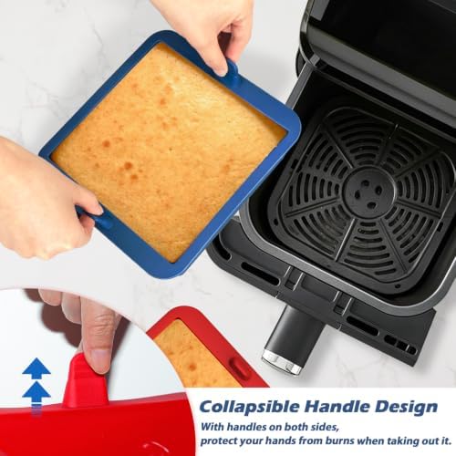 Webake 6 inch Air Fryer Square Cake Pan, Nonstick Platinum Silicone
