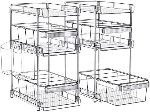 WAKISA 2Pcs Pull Out Organizer and Storage with Cups and Removable
